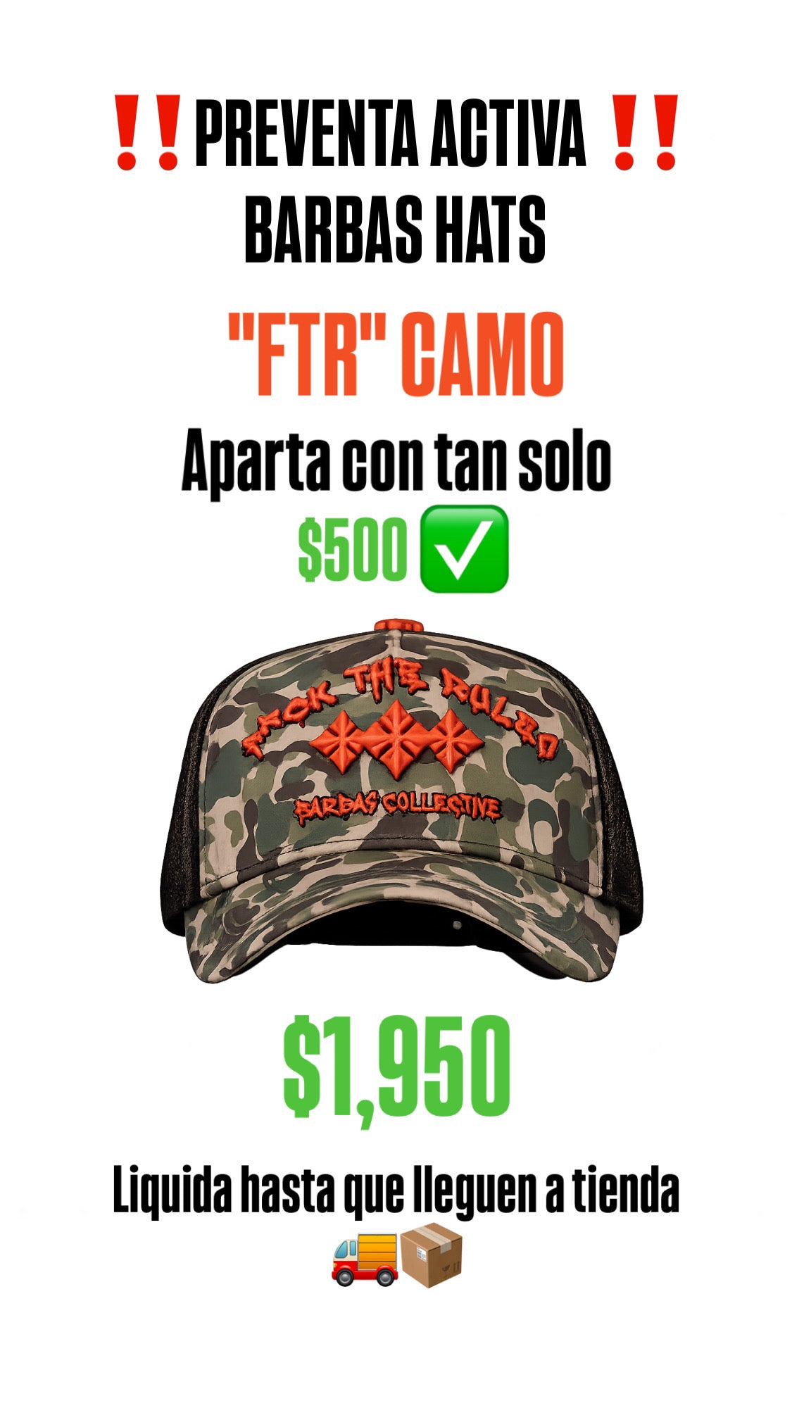 BARBAS HATS "FTR CAMO" (PREVENTA)