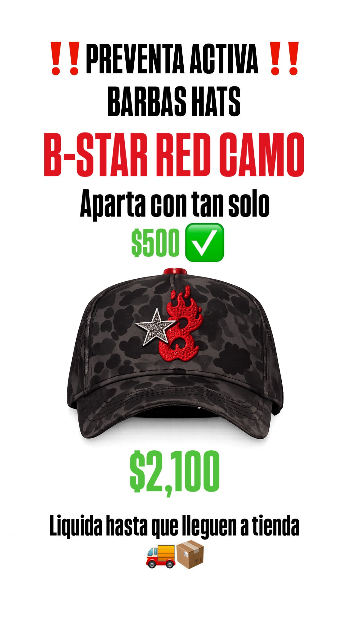 BARBAS HATS "B-STAR RED CAMO" (PREVENTA)