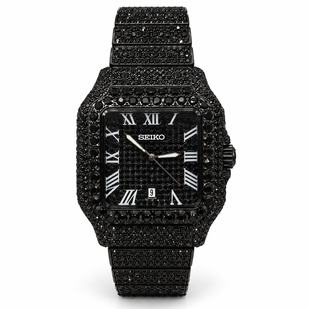 SEIKO mod Full Moissanite black