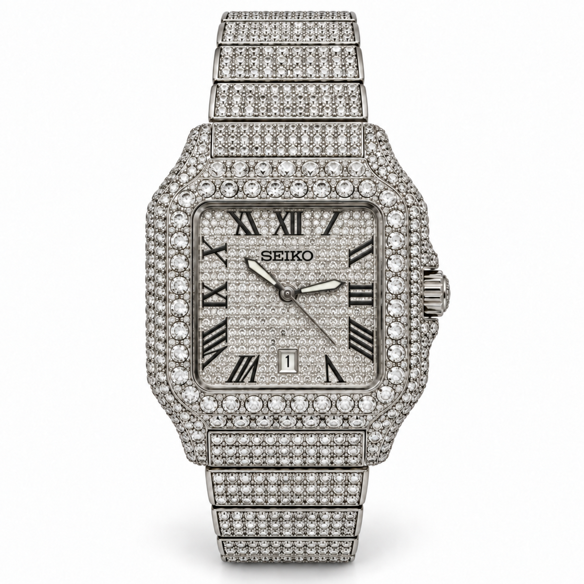 SEIKO mod Full Moissanite white
