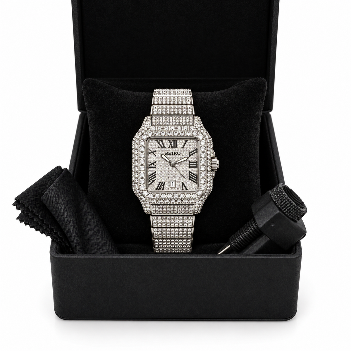 SEIKO mod Full Moissanite white