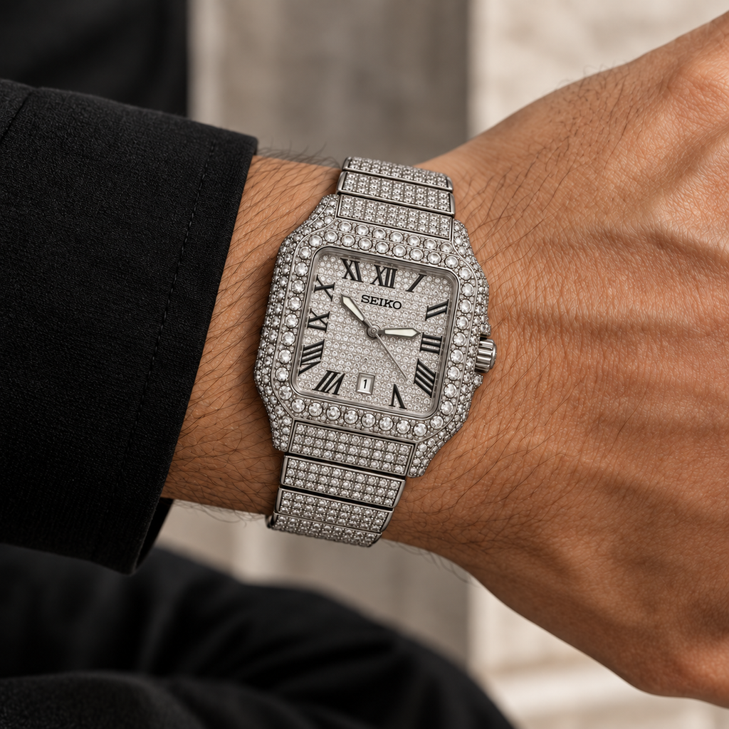 SEIKO mod Full Moissanite white